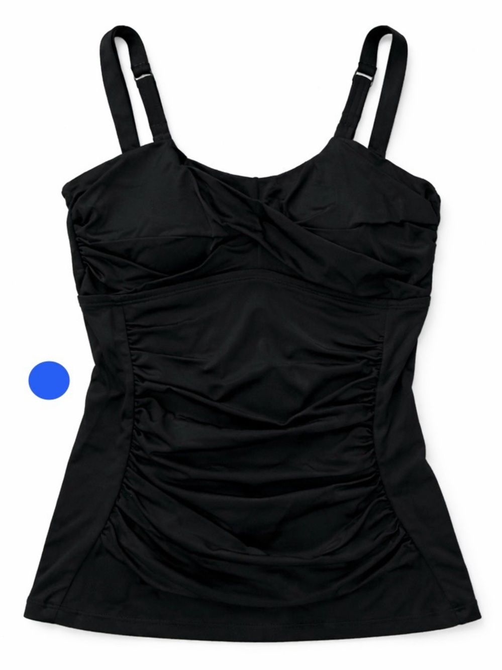 NWT Dobreva Black Ruched Tankini Top Size 34C Tummy Control